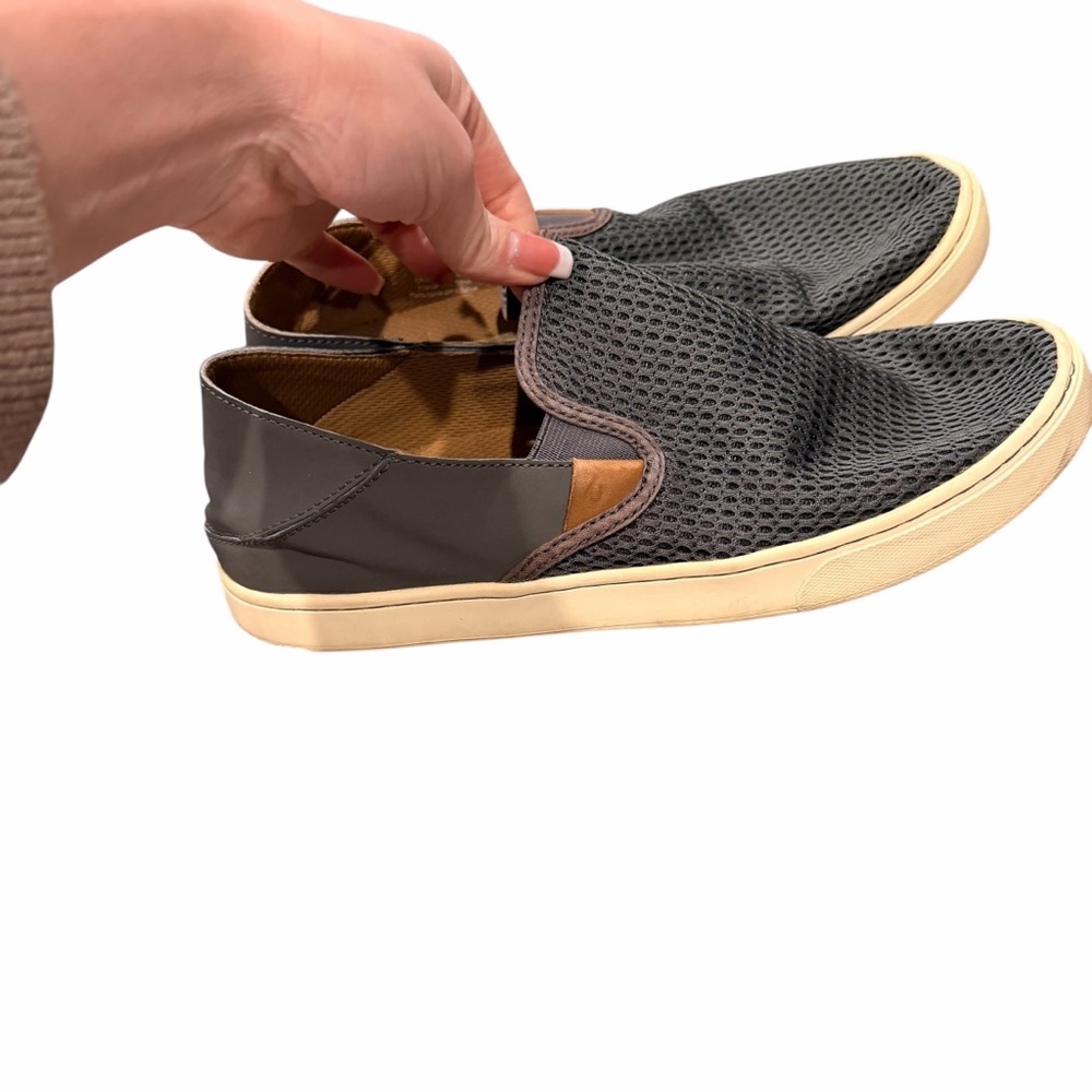 OluKai Grey Mesh Casual Slip-Ons Pehuea w10